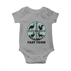 Funny Hunter Joke Baby Onesie Hunting Fast Food Animals TS12 Sport Gray Print Your Wear