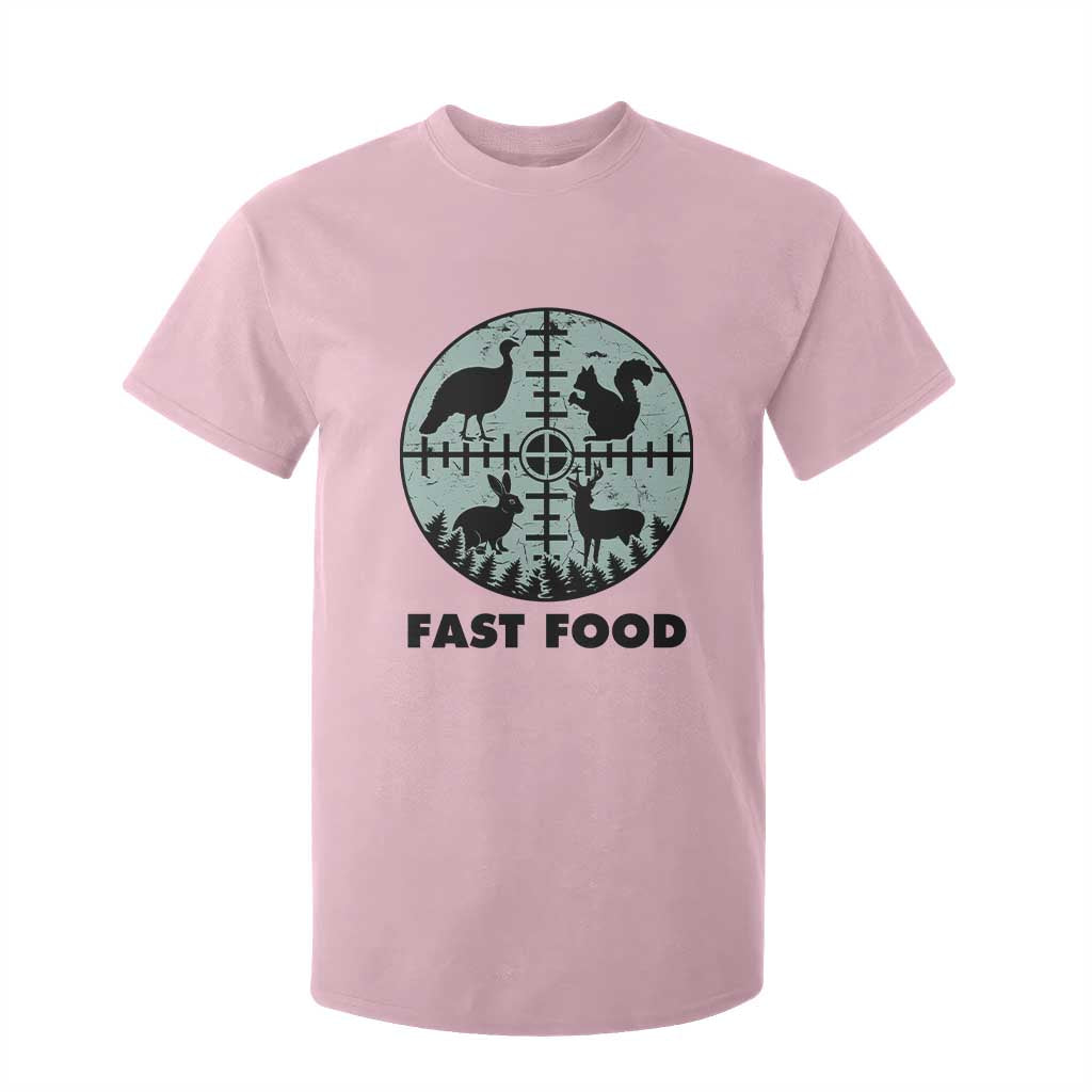 Funny Hunter Joke T Shirt For Kid Hunting Fast Food Animals TS12 Light Pink Print Your Wear