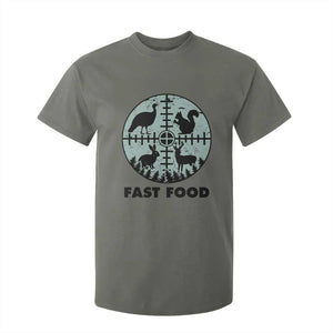 Funny Hunter Joke T Shirt For Kid Hunting Fast Food Animals TS12 Military Green Print Your Wear