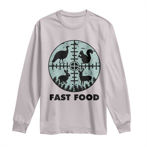 Funny Hunter Joke Long Sleeve Shirt Hunting Fast Food Animals TS12 Ice Gray Print Your Wear