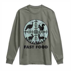 Funny Hunter Joke Long Sleeve Shirt Hunting Fast Food Animals TS12 Military Green Print Your Wear