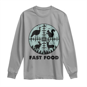 Funny Hunter Joke Long Sleeve Shirt Hunting Fast Food Animals TS12 Sport Gray Print Your Wear