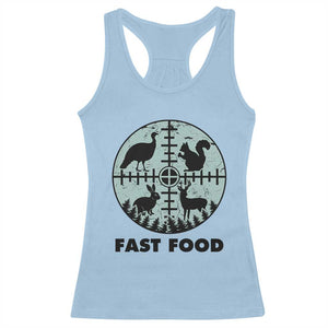 Funny Hunter Joke Racerback Tank Top Hunting Fast Food Animals TS12 Light Blue Print Your Wear
