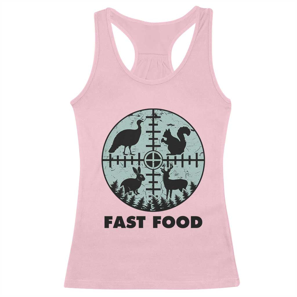 Funny Hunter Joke Racerback Tank Top Hunting Fast Food Animals TS12 Light Pink Print Your Wear