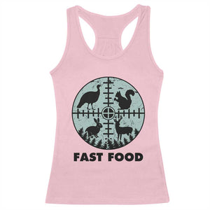 Funny Hunter Joke Racerback Tank Top Hunting Fast Food Animals TS12 Light Pink Print Your Wear