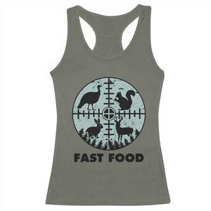Funny Hunter Joke Racerback Tank Top Hunting Fast Food Animals TS12 Military Green Print Your Wear