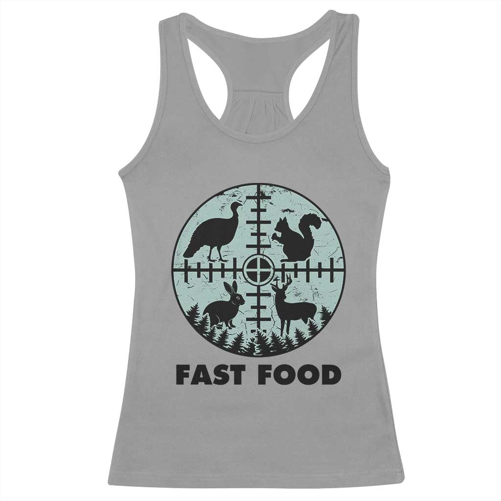 Funny Hunter Joke Racerback Tank Top Hunting Fast Food Animals TS12 Sport Gray Print Your Wear