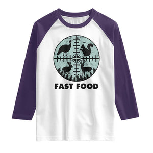 Funny Hunter Joke Raglan Shirt Hunting Fast Food Animals TS12 White Purple Print Your Wear