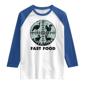 Funny Hunter Joke Raglan Shirt Hunting Fast Food Animals TS12 White Royal Print Your Wear