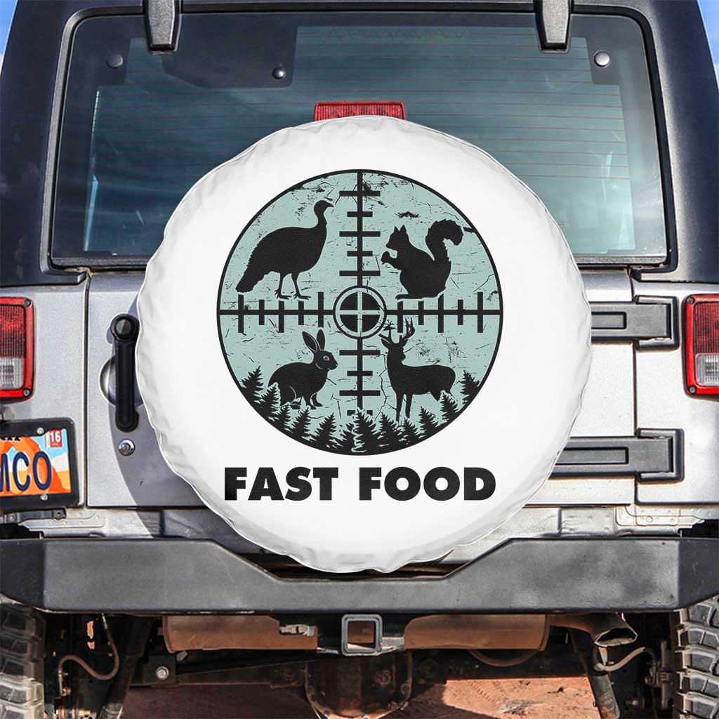 Funny Hunter Joke Spare Tire Cover Hunting Fast Food Animals TS12 No hole White Print Your Wear
