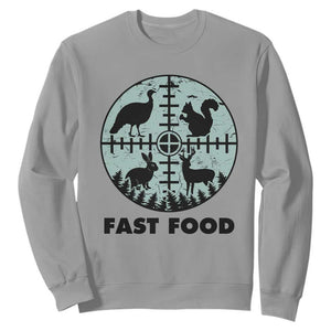 Funny Hunter Joke Sweatshirt Hunting Fast Food Animals TS12 Sport Gray Print Your Wear