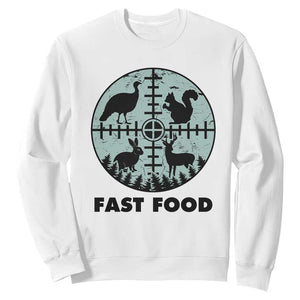 Funny Hunter Joke Sweatshirt Hunting Fast Food Animals TS12 White Print Your Wear