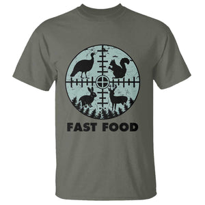 Funny Hunter Joke T Shirt Hunting Fast Food Animals TS12 Military Green Print Your Wear