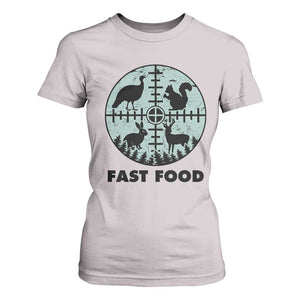 Funny Hunter Joke T Shirt For Women Hunting Fast Food Animals TS12 Ice Gray Print Your Wear
