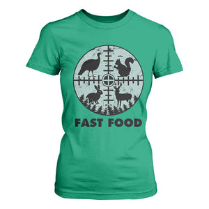 Funny Hunter Joke T Shirt For Women Hunting Fast Food Animals - Print Your Wear