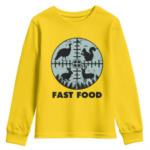 Funny Hunter Joke Youth Sweatshirt Hunting Fast Food Animals TS12 Daisy Print Your Wear