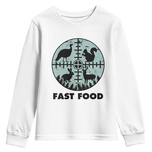 Funny Hunter Joke Youth Sweatshirt Hunting Fast Food Animals TS12 White Print Your Wear