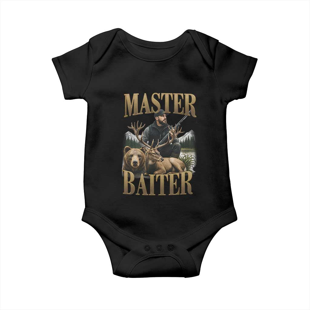 Hunting Lovers Dad Gift Baby Onesie Master Baiter TS12 Black Print Your Wear