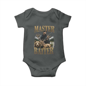 Hunting Lovers Dad Gift Baby Onesie Master Baiter TS12 Dark Heather Print Your Wear