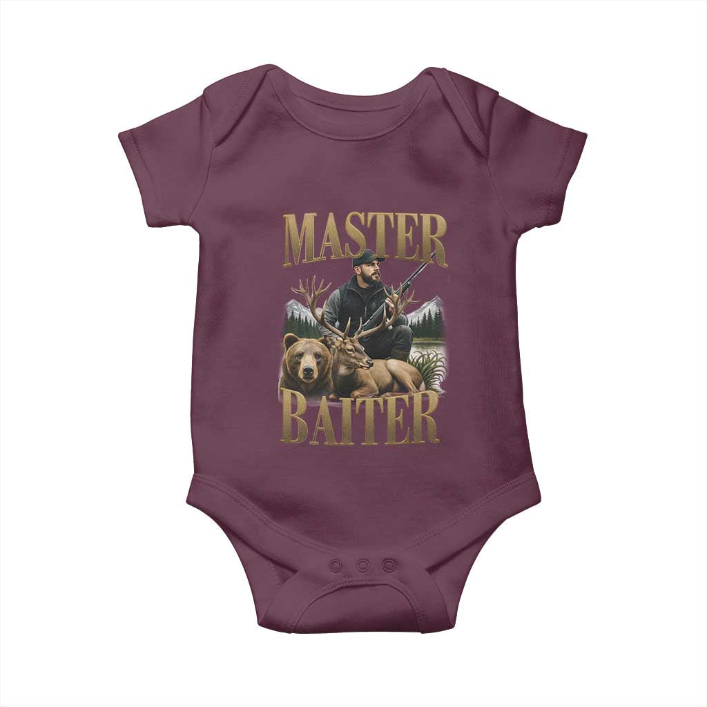 Hunting Lovers Dad Gift Baby Onesie Master Baiter TS12 Maroon Print Your Wear