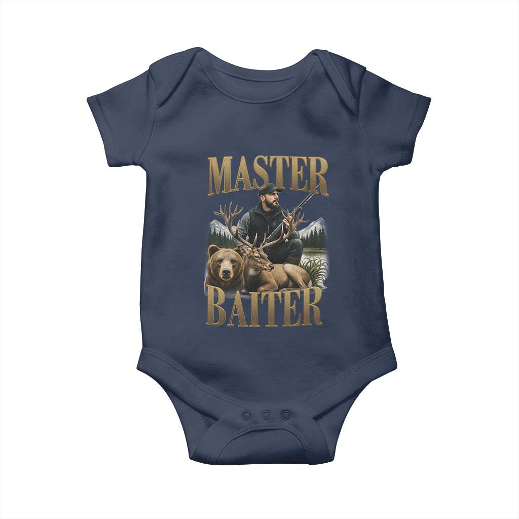 Hunting Lovers Dad Gift Baby Onesie Master Baiter TS12 Navy Print Your Wear