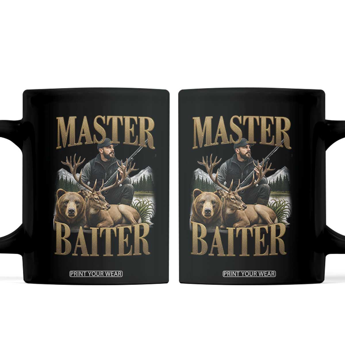 Hunting Lovers Dad Gift Coffee Mug Master Baiter TS12 Black Print Your Wear