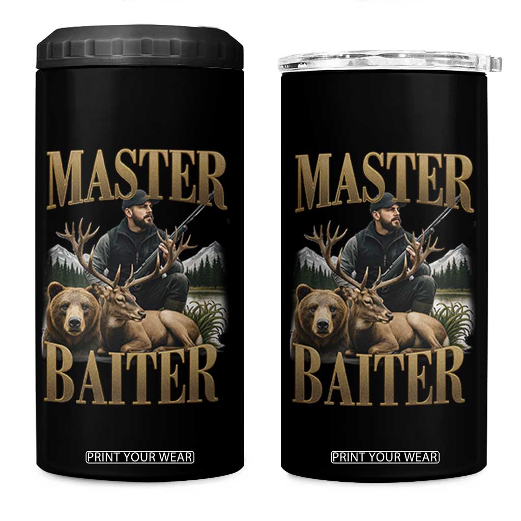 Hunting Lovers Dad Gift 4 in 1 Can Cooler Tumbler Master Baiter TS12 One Size: 16 oz Black Print Your Wear