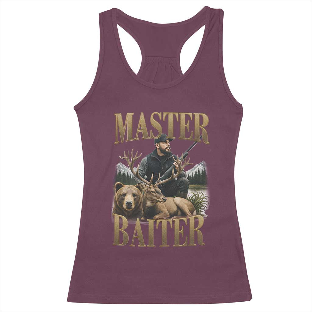 Hunting Lovers Dad Gift Racerback Tank Top Master Baiter TS12 Maroon Print Your Wear