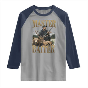 Hunting Lovers Dad Gift Raglan Shirt Master Baiter TS12 Sport Gray Navy Print Your Wear
