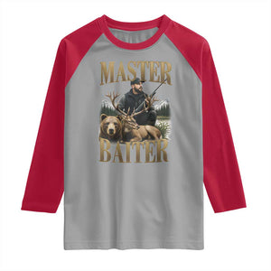 Hunting Lovers Dad Gift Raglan Shirt Master Baiter TS12 Sport Gray Red Print Your Wear