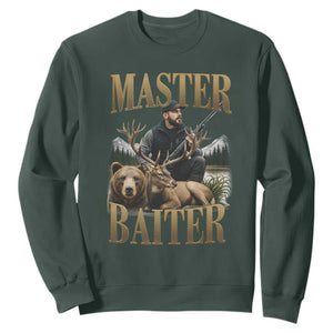 Hunting Lovers Dad Gift Sweatshirt Master Baiter TS12 Dark Forest Green Print Your Wear