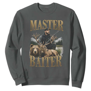 Hunting Lovers Dad Gift Sweatshirt Master Baiter TS12 Dark Heather Print Your Wear
