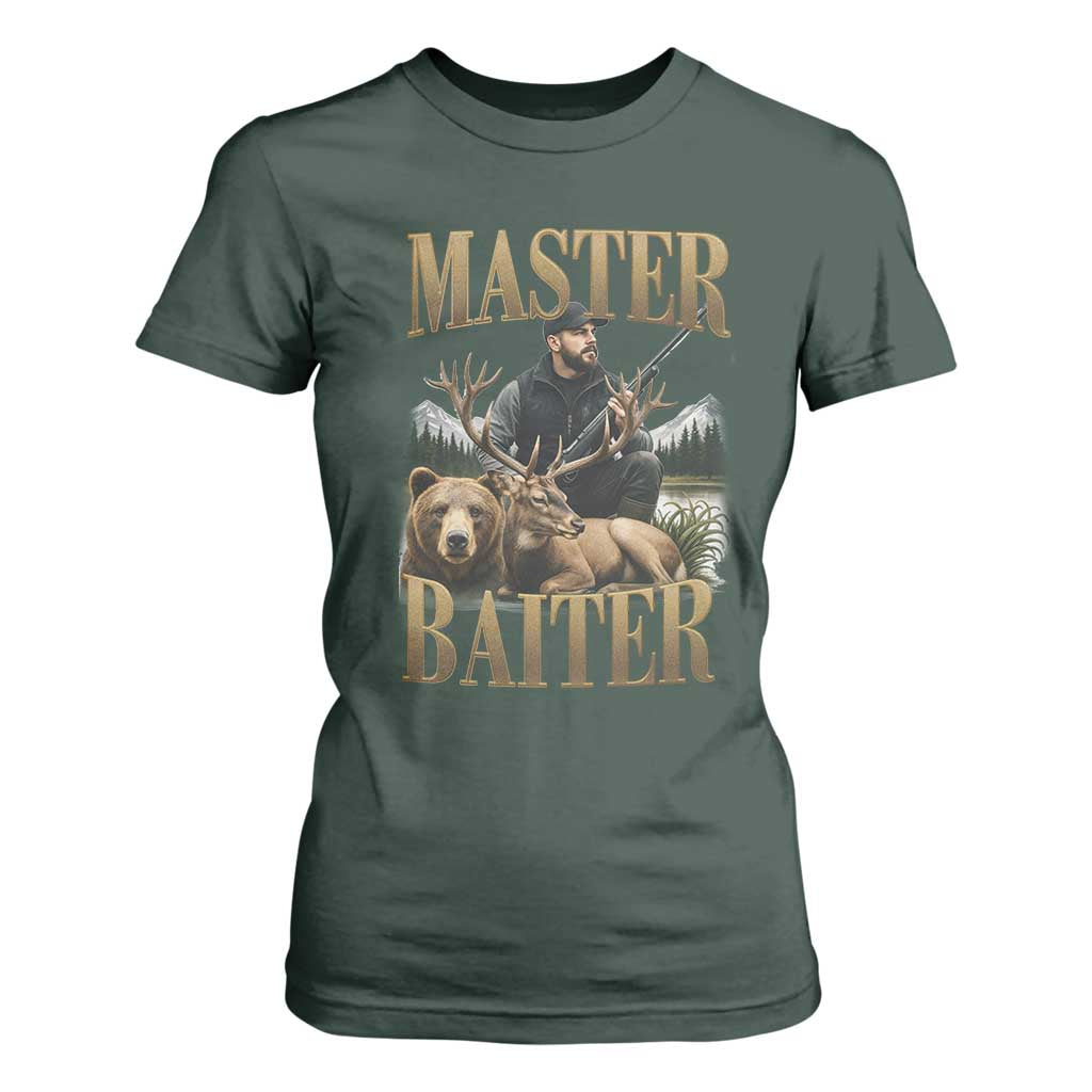 Hunting Lovers Dad Gift T Shirt For Women Master Baiter TS12 Dark Forest Green Print Your Wear