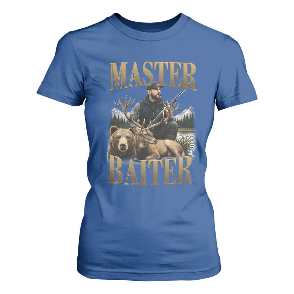 Hunting Lovers Dad Gift T Shirt For Women Master Baiter TS12 Royal Blue Print Your Wear
