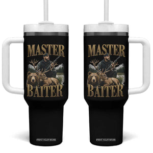 Hunting Lovers Dad Gift Tumbler With Handle Master Baiter TS12 One Size: 40 oz Black Print Your Wear
