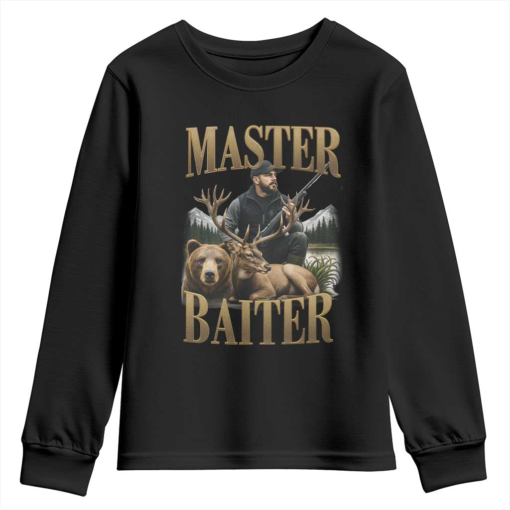 Hunting Lovers Dad Gift Youth Sweatshirt Master Baiter TS12 Black Print Your Wear