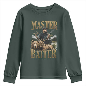 Hunting Lovers Dad Gift Youth Sweatshirt Master Baiter TS12 Dark Forest Green Print Your Wear