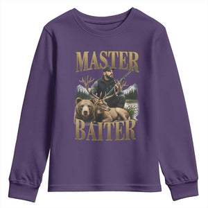 Hunting Lovers Dad Gift Youth Sweatshirt Master Baiter TS12 Purple Print Your Wear