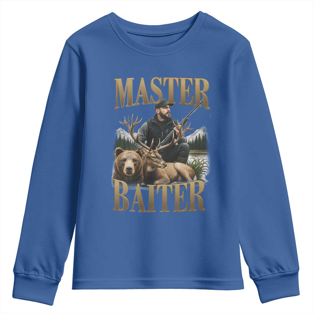 Hunting Lovers Dad Gift Youth Sweatshirt Master Baiter TS12 Royal Blue Print Your Wear