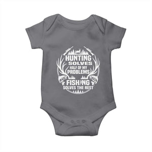 Fishing Hunting Solve Problems Baby Onesie Gift Idea For Hunter Fisherman TS12 Charcoal Print Your Wear