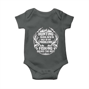 Fishing Hunting Solve Problems Baby Onesie Gift Idea For Hunter Fisherman TS12 Dark Heather Print Your Wear
