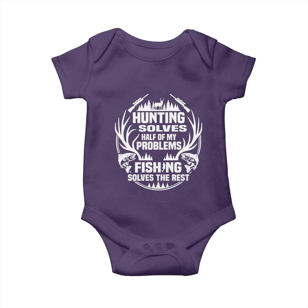 Fishing Hunting Solve Problems Baby Onesie Gift Idea For Hunter Fisherman TS12 Purple Print Your Wear