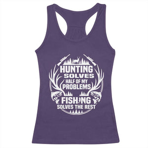 Fishing Hunting Solve Problems Racerback Tank Top Gift Idea For Hunter Fisherman TS12 Purple Print Your Wear