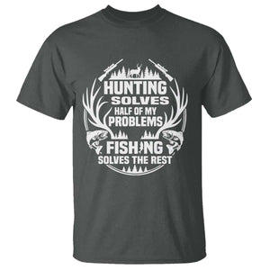 Fishing Hunting Solve Problems T Shirt Gift Idea For Hunter Fisherman TS12 Dark Heather Print Your Wear