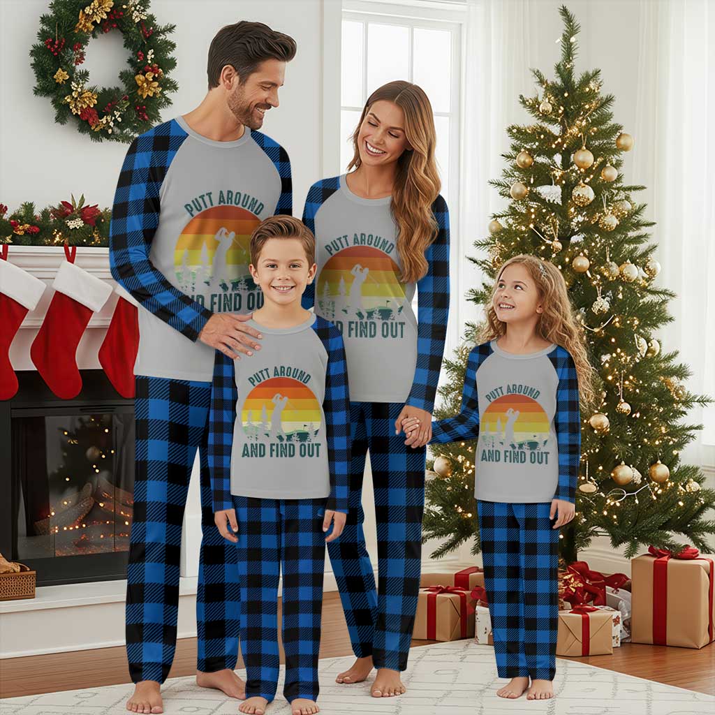 Putt Around And Find Out Plaid Pajama Set Funny Golf Player Gift TS12 Blue Plaid Print Your Wear