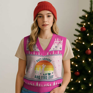 Putt Around And Find Out V-Neck Knit Sweater Vest Funny Golf Player Gift TS12 Hot Pink Print Your Wear