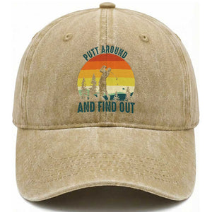 Putt Around And Find Out Washed Cotton Baseball Cap Funny Golf Player Gift TS12 Print Your Wear