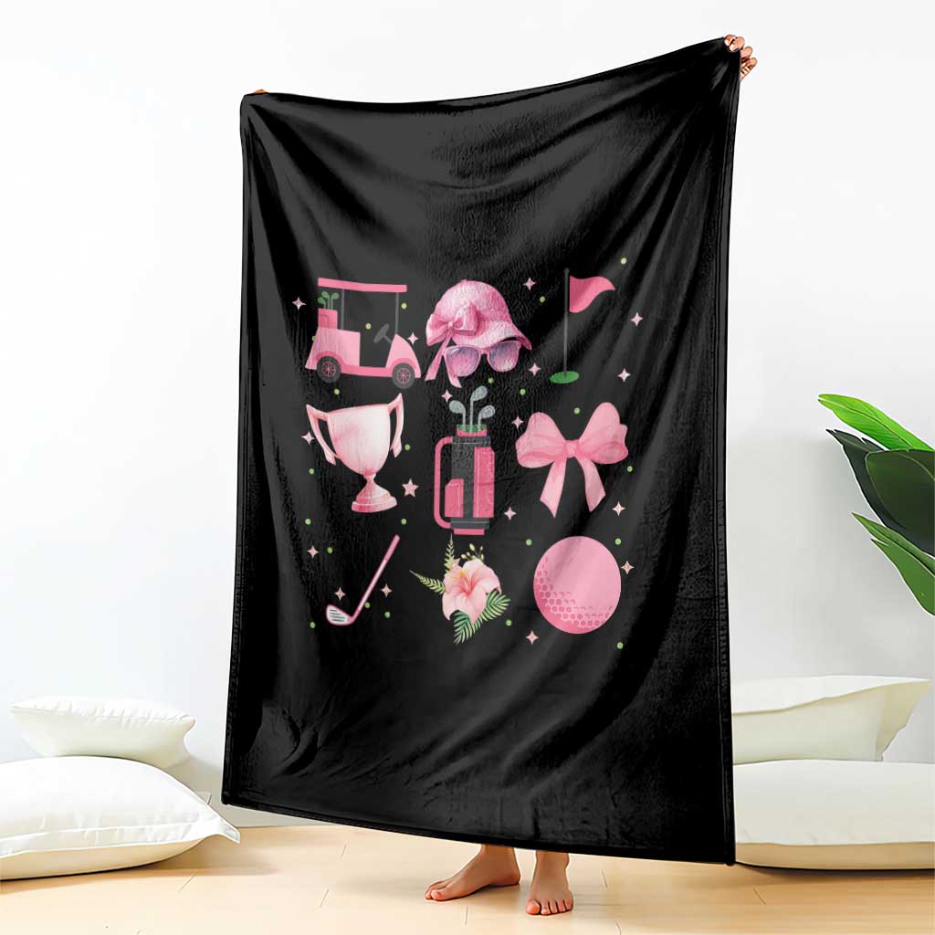 Womens Golf Lover Throw Blanket Cute Pink Bow Golf Sports Gift TS12 Print Your Wear