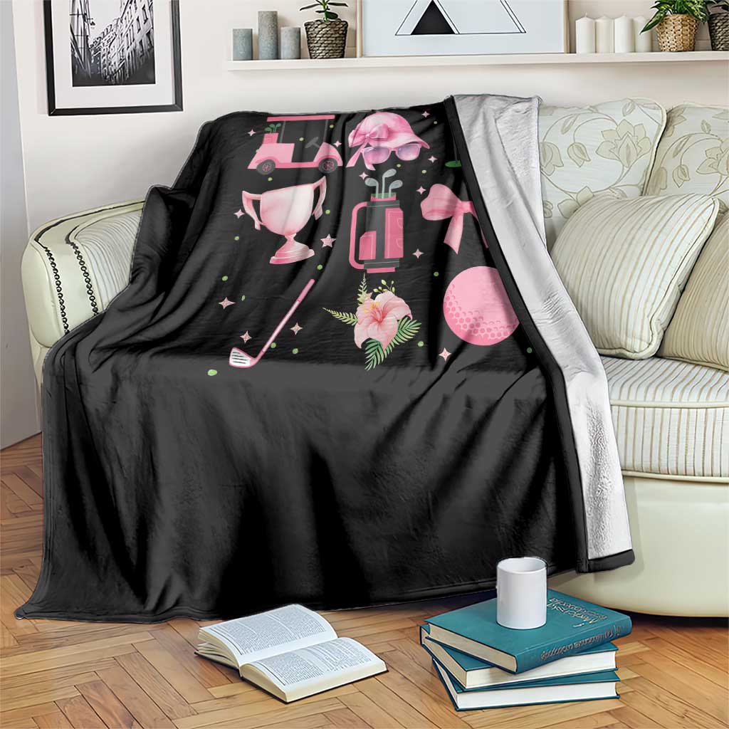 Womens Golf Lover Throw Blanket Cute Pink Bow Golf Sports Gift TS12 Print Your Wear