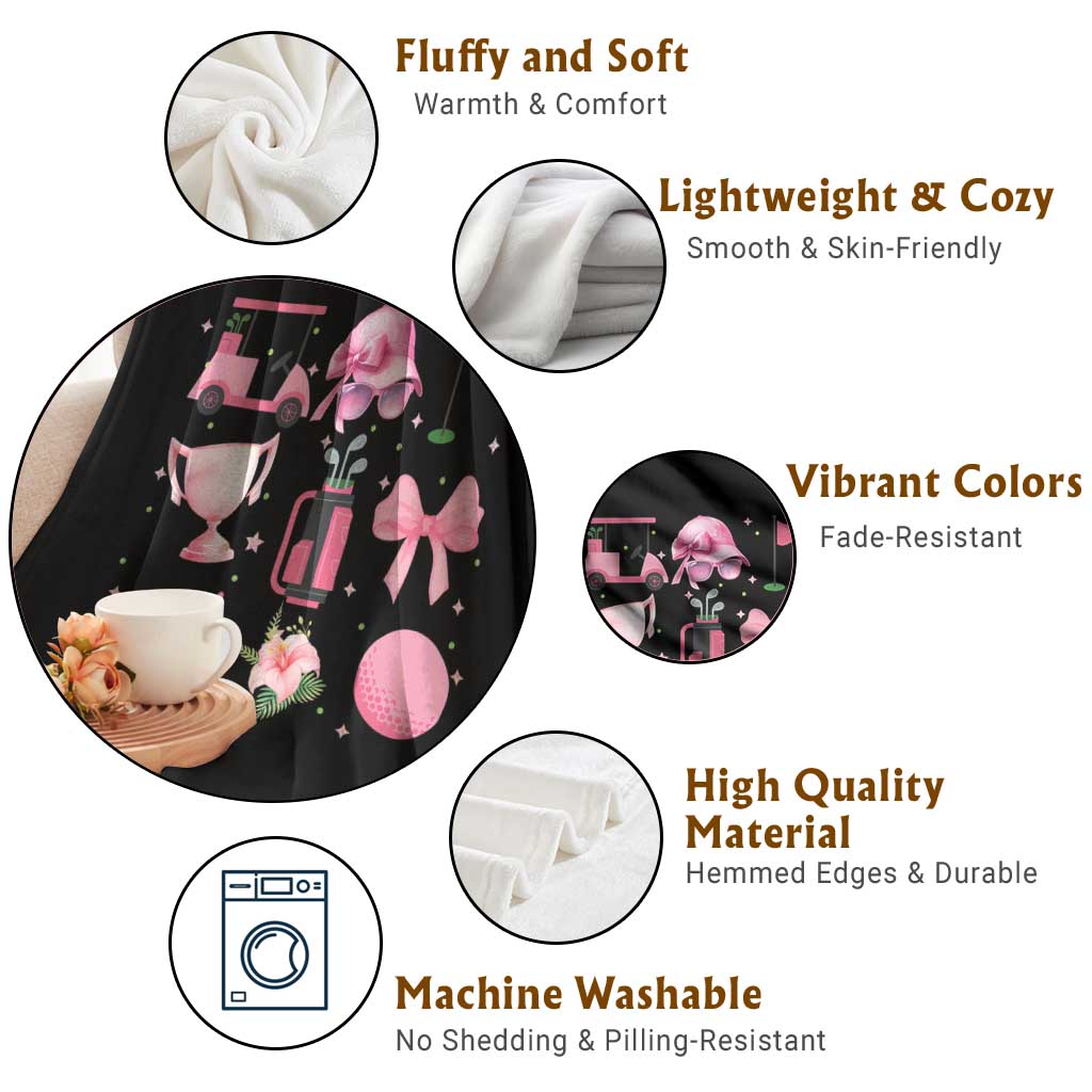 Womens Golf Lover Throw Blanket Cute Pink Bow Golf Sports Gift TS12 Print Your Wear